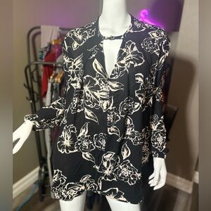 Free People Flowy Black Long Sleeve Dress Pockets V Neck Cut Out Womens XS